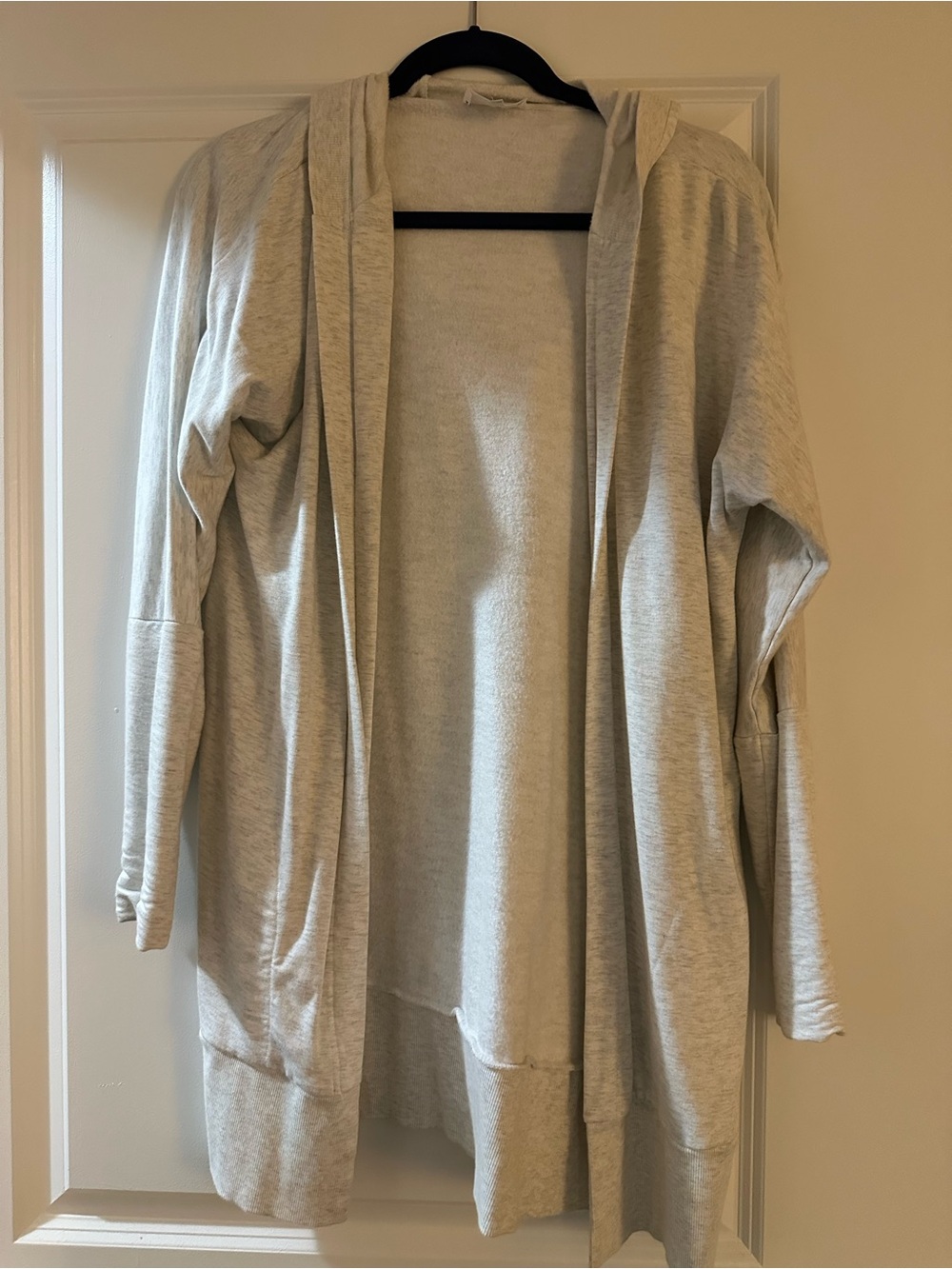 Soma Women's Light Gray Open-Front Hooded Cardigan Sweater